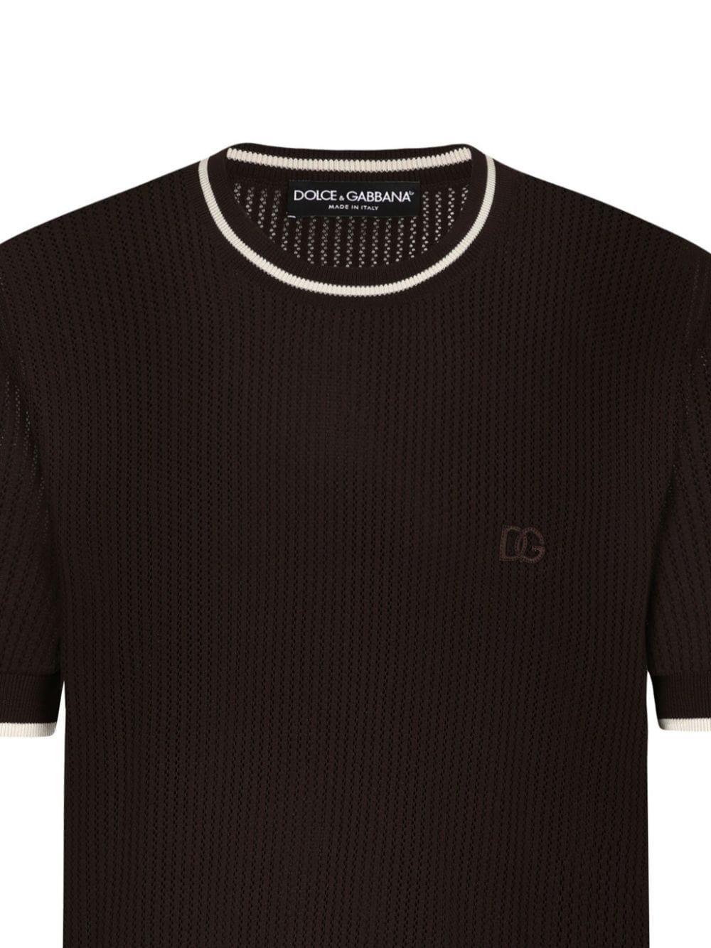 Dg-logo Cotton T-shirt In Brown Product Image