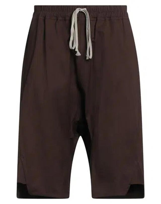 RICK OWENS Pods Drop-crotch Shorts In Brown Product Image