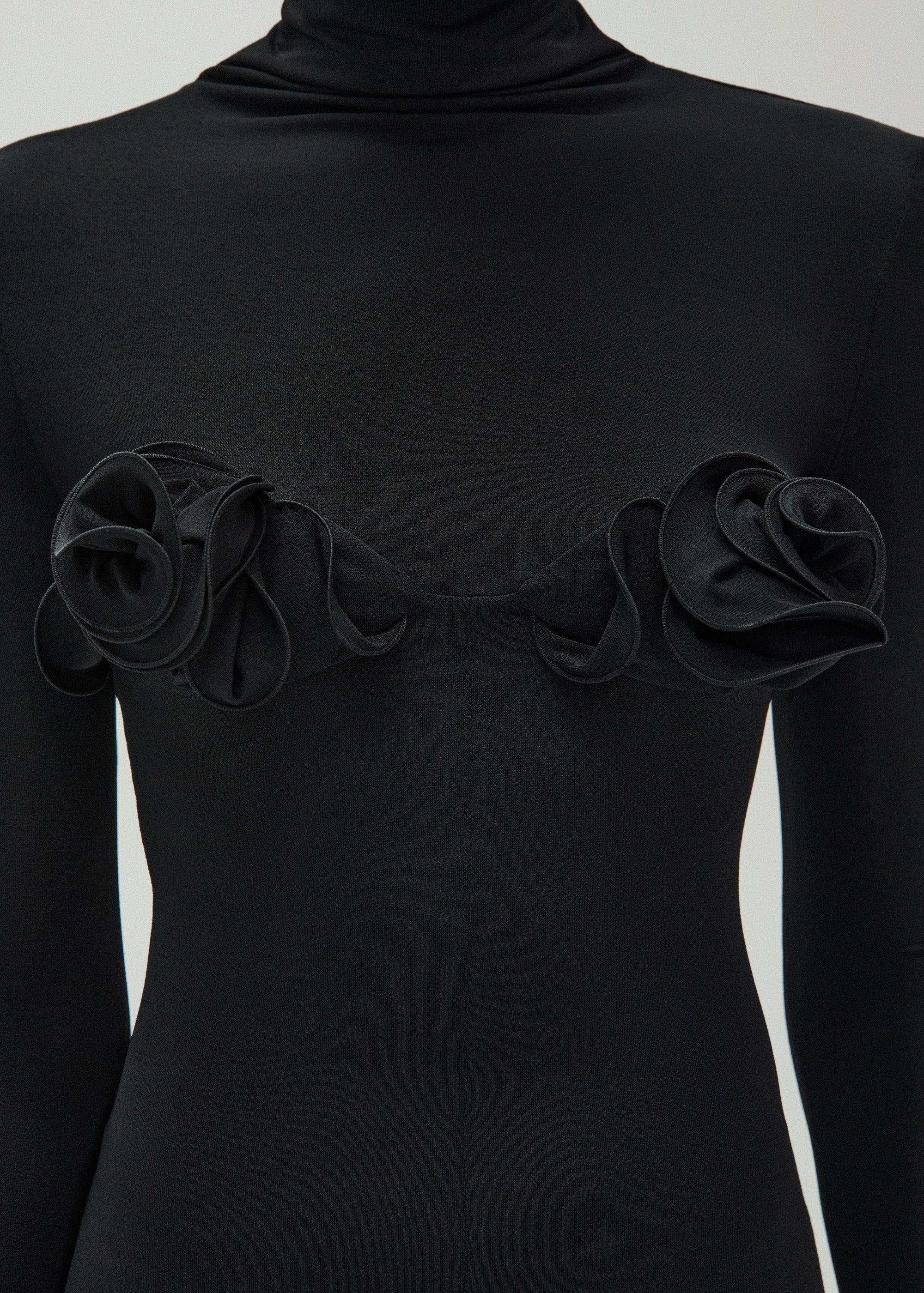 Flower bra jersey jumpsuit in black Product Image