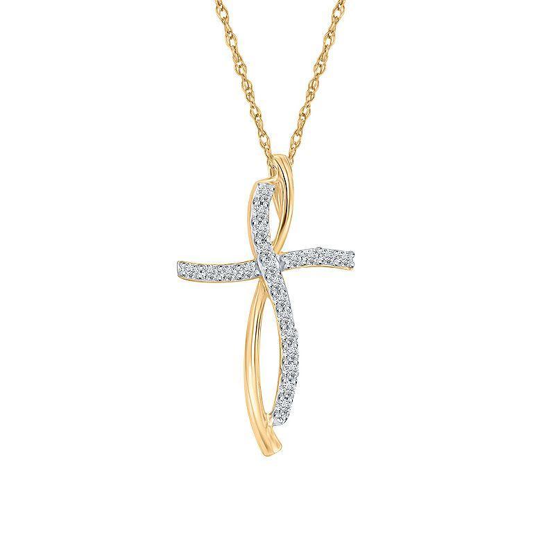 Irena Park 10K Gold 1/4 Carat T.W. Diamond Cross Pendant Necklace, Womens Product Image