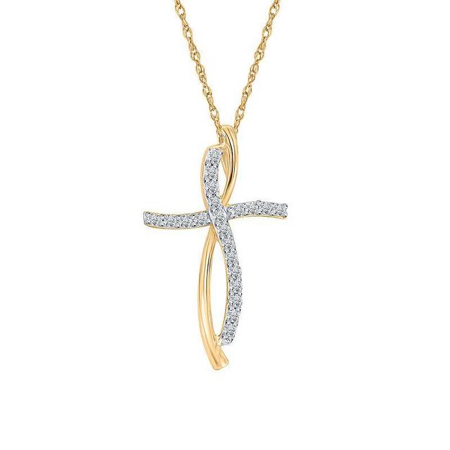 Irena Park 10K Gold 1/4 Carat T.W. Diamond Cross Pendant Necklace, Womens Product Image