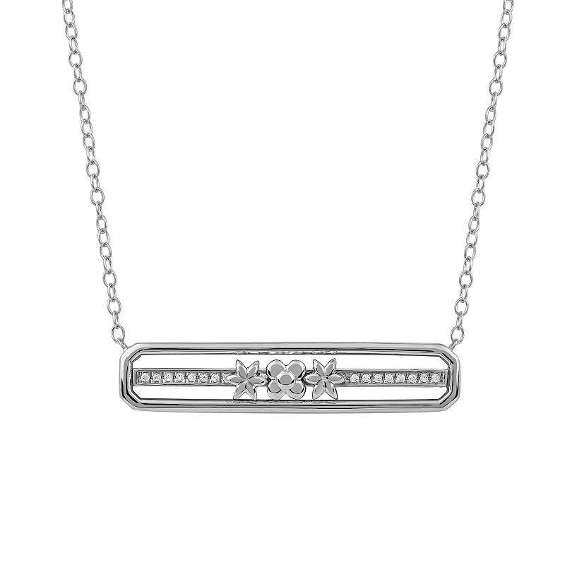 DeCouer 1/10 Carat T.W. Diamond Bar Necklace, Womens Silver Tone Product Image