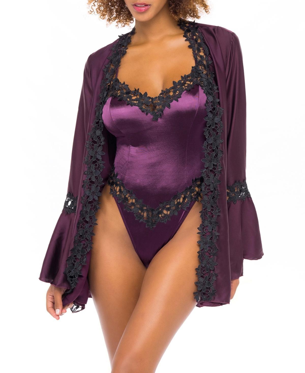 Oh La La Cheri Thea Lace Trim Satin Wrap Product Image