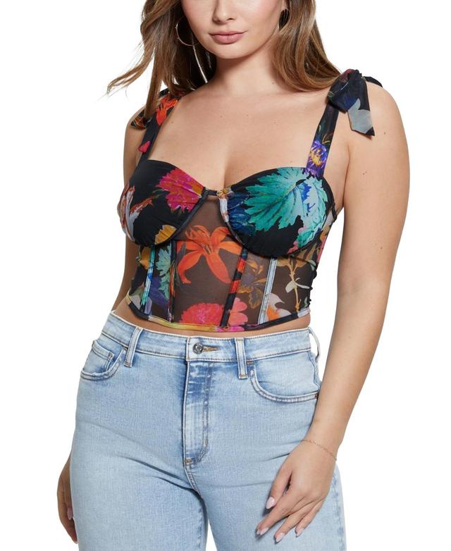 Women's Margot Floral-Print Mesh Corset Top Product Image