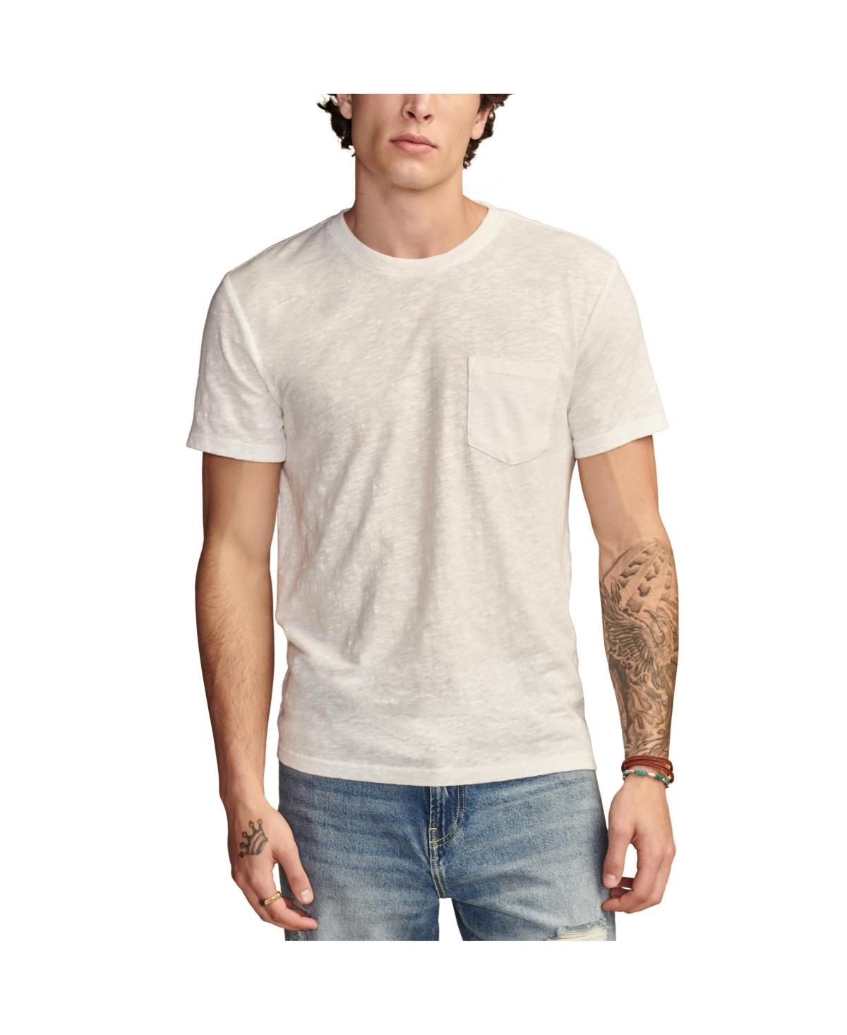 Lucky Brand Mens Linen Short Sleeve Pocket Crew Neck Tee Shirt Product Image