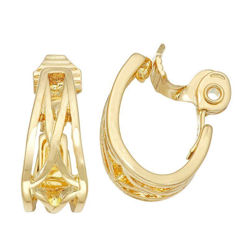 Napier Gold Tone 16mm Hoop Clip-On Earrings, Womens Product Image