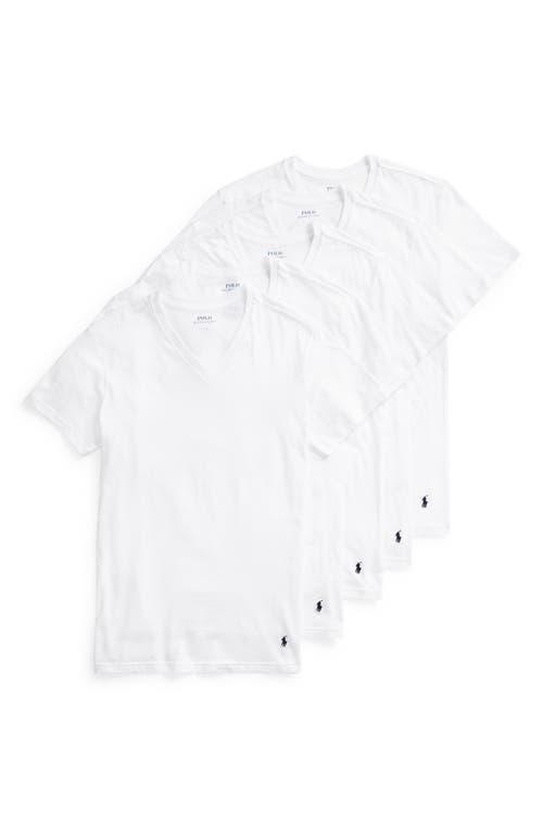 Polo Ralph Lauren Mens Undershirt, Slim Fit Classic Cotton V-Neck 5 Pack Product Image