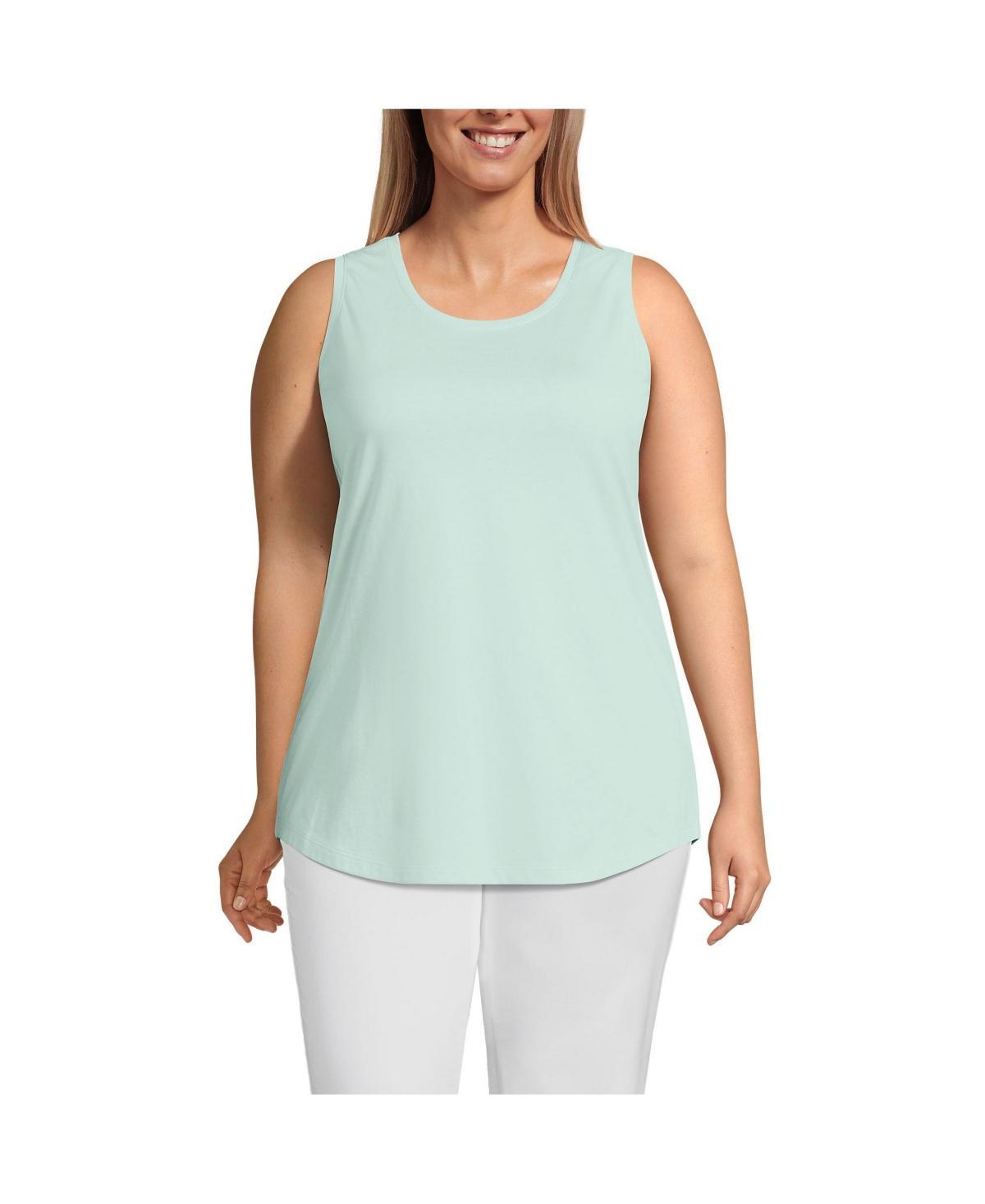 Lands End Womens Plus Size Supima Cotton Tunic Tank Top Product Image