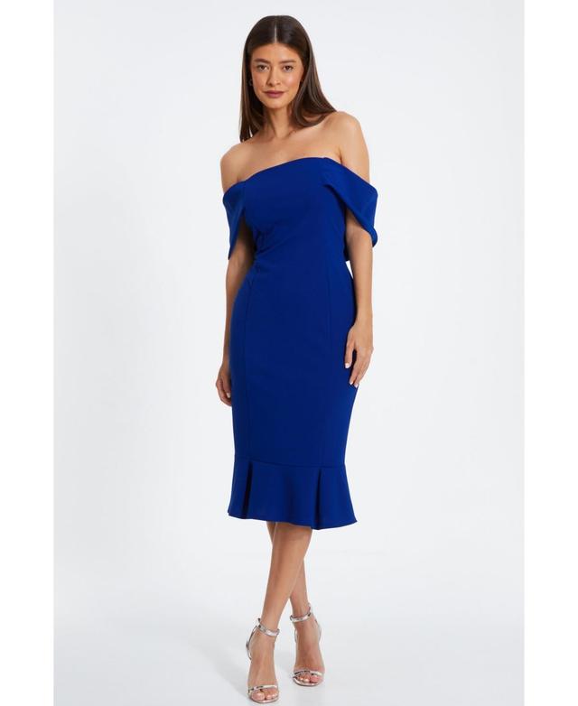 Quiz Womens Bardot Midi Dress With Frilled Hem Product Image