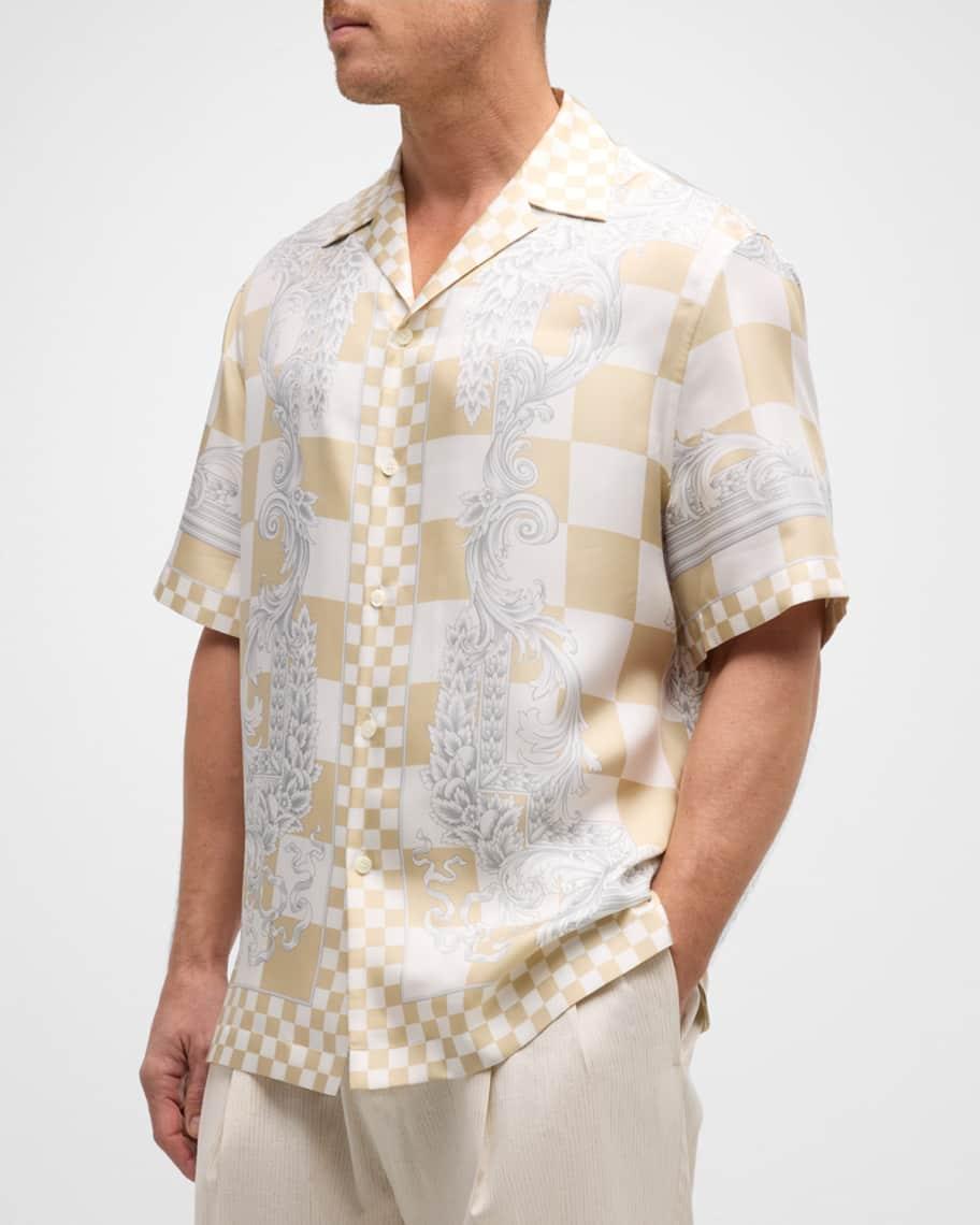 Mens Checkered Medusa Silk Camp Shirt Product Image