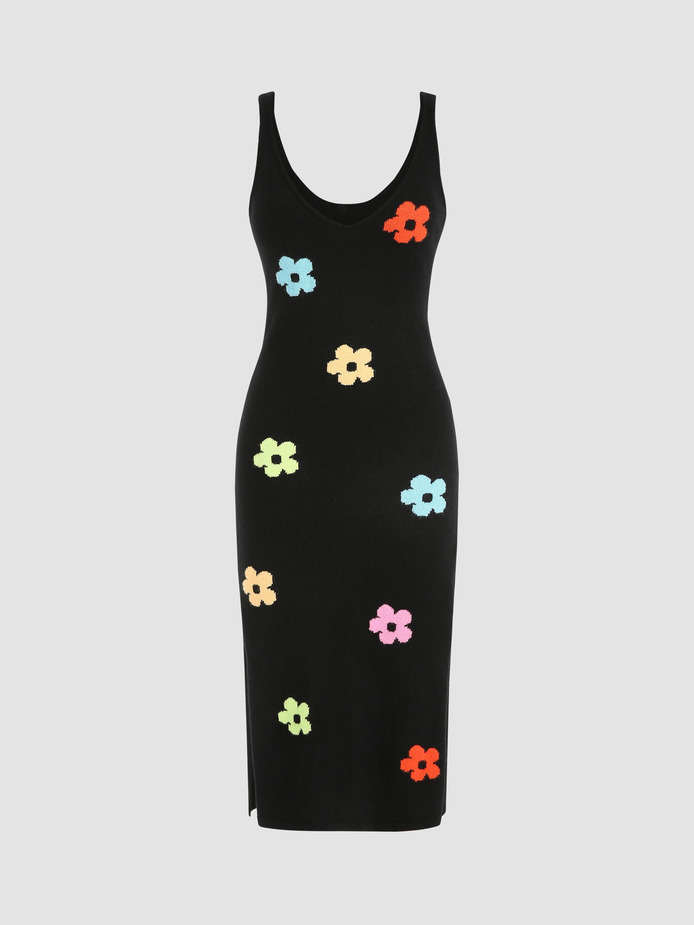 Knit Floral Midi Dress Product Image