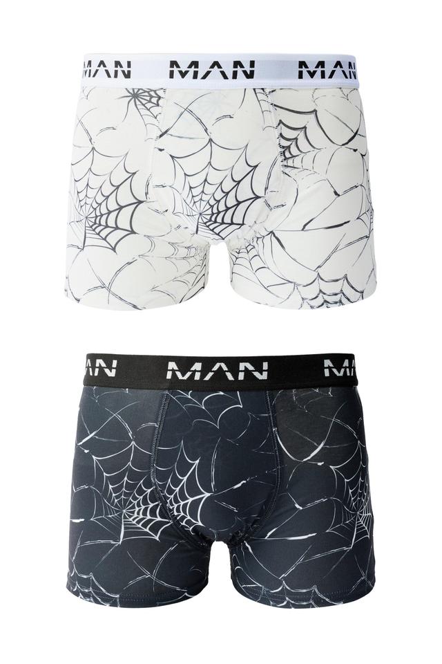 Halloween 2 Pack Man Spider Web Printed Boxers | boohooMAN USA Product Image