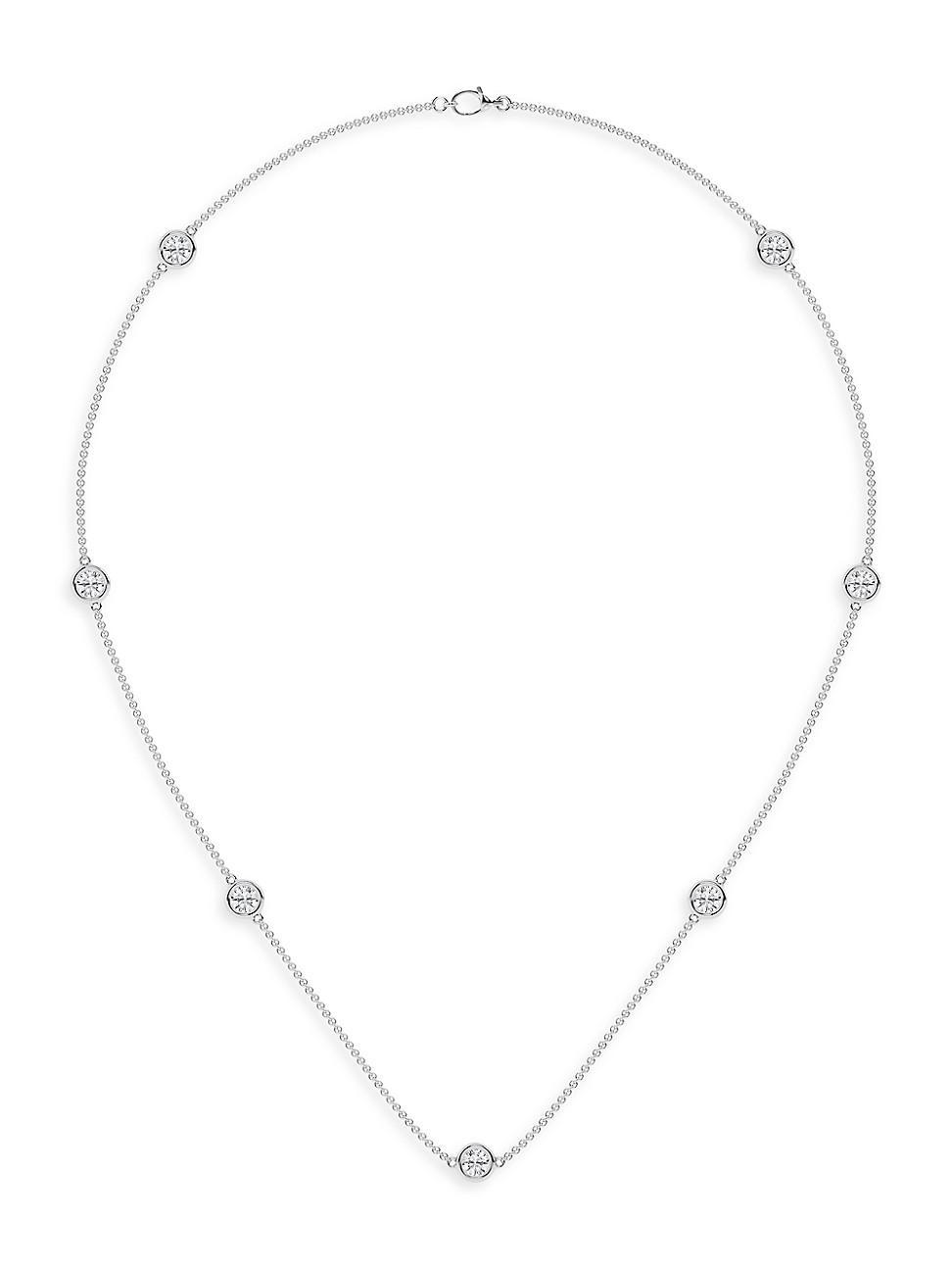 Womens 14K White Gold & 7-Diamond Station Necklace/0.70-2.10 TCW Product Image