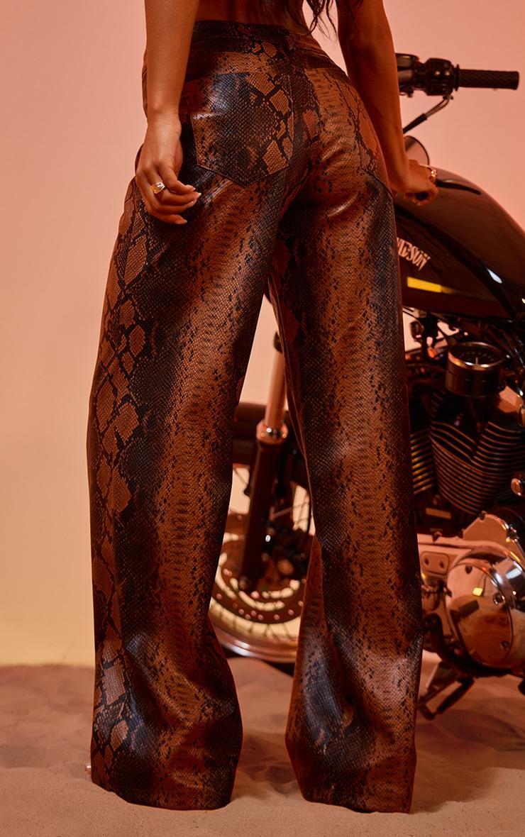 Brown Faux Snakeskin Trousers Product Image