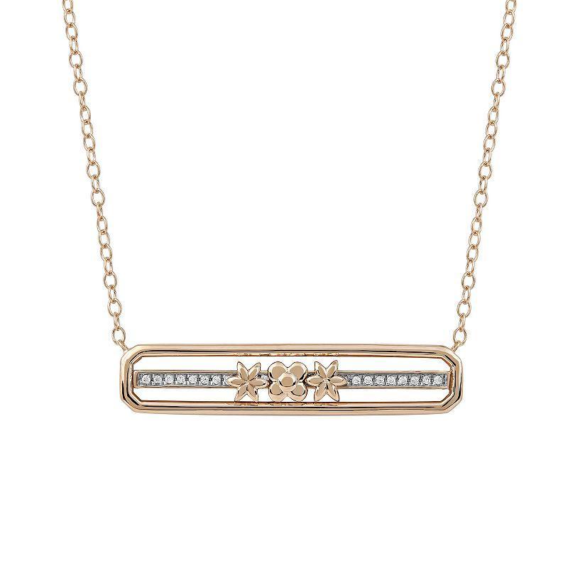 DeCouer 1/10 Carat T.W. Diamond Bar Necklace, Womens Rose Gold Tone Product Image