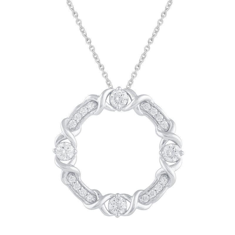 Royal Aura Sterling Silver 3/8 Carat T.W. Diamond Open Circle Necklace, Womens Product Image