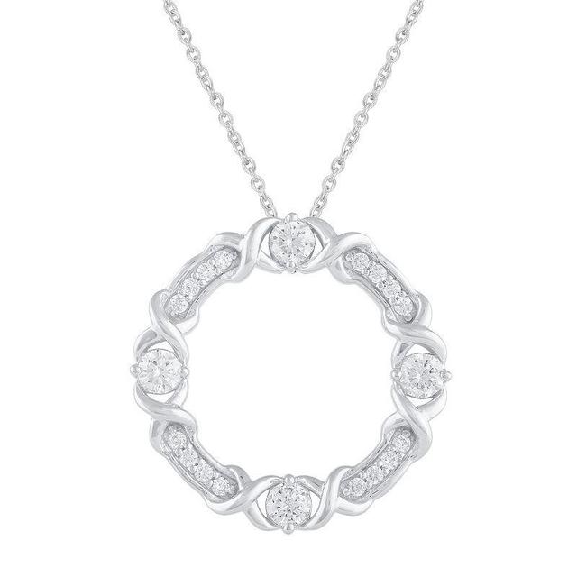 Royal Aura Sterling Silver 3/8 Carat T.W. Diamond Open Circle Necklace, Womens Product Image