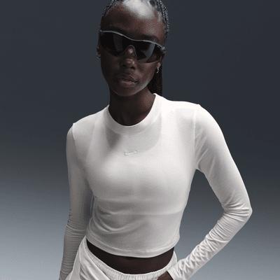 Nike Womens Sportswear Chill Knit Long-Sleeve Slim Crop Top Product Image