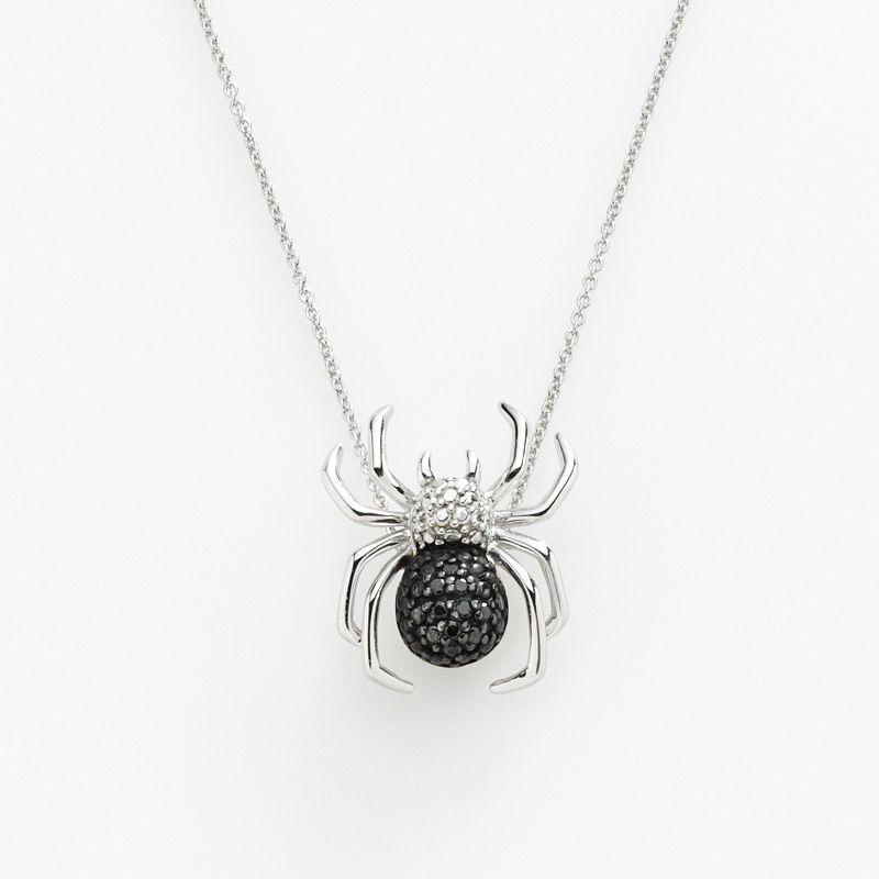 Sterling Silver 1/10-ct. T.W. Black Diamond Spider Pendant, Womens, Multi Product Image