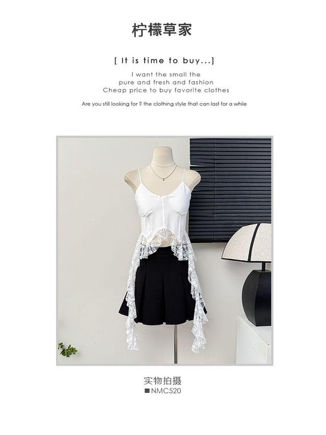 Asymmetrical Lace-Trim Bustier Top Product Image