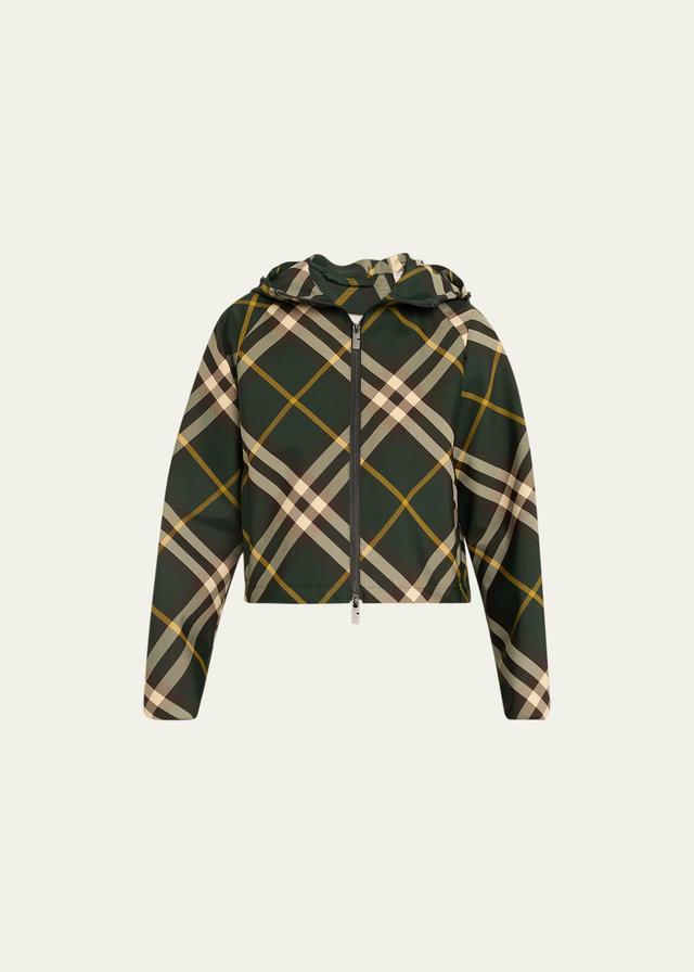 Womens Checkered Twill Cropped Jacket Product Image