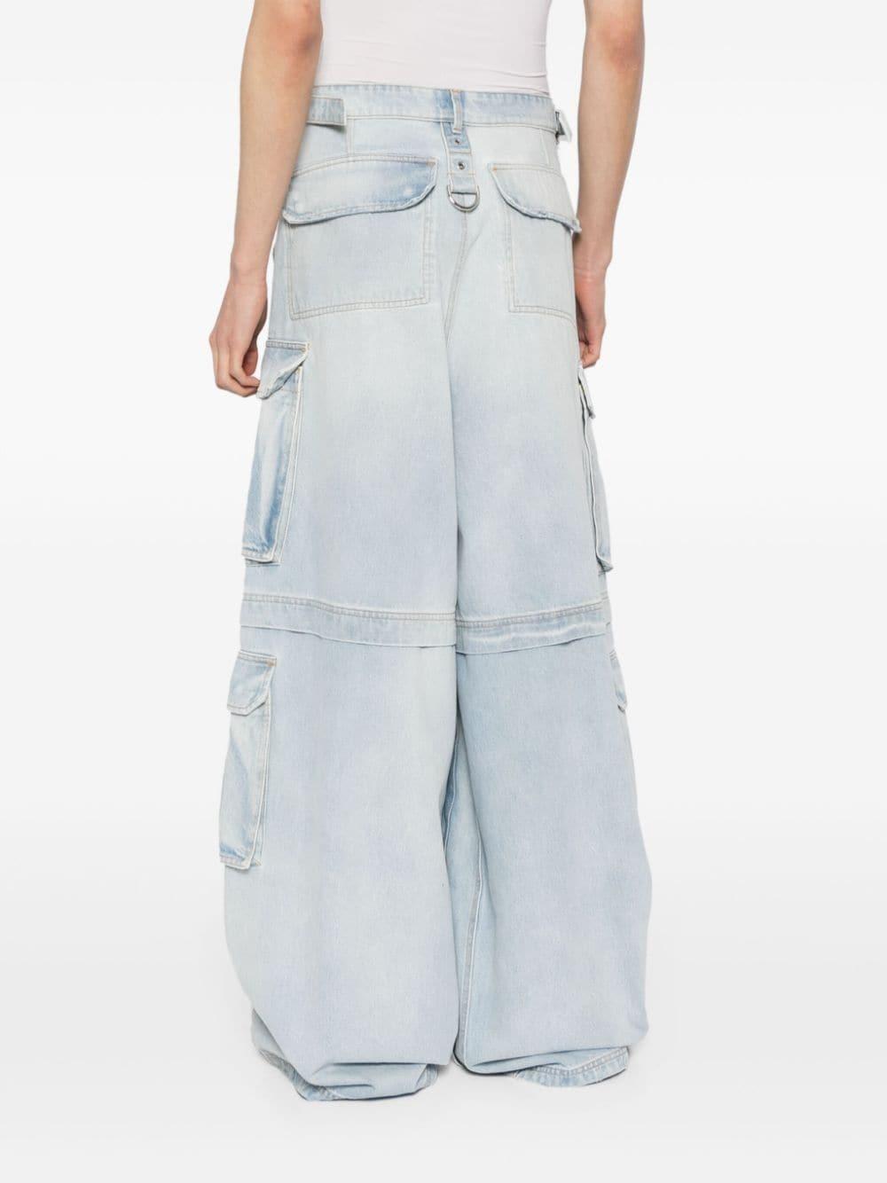 Wide-leg Multi-pocket Jeans In Blue Product Image