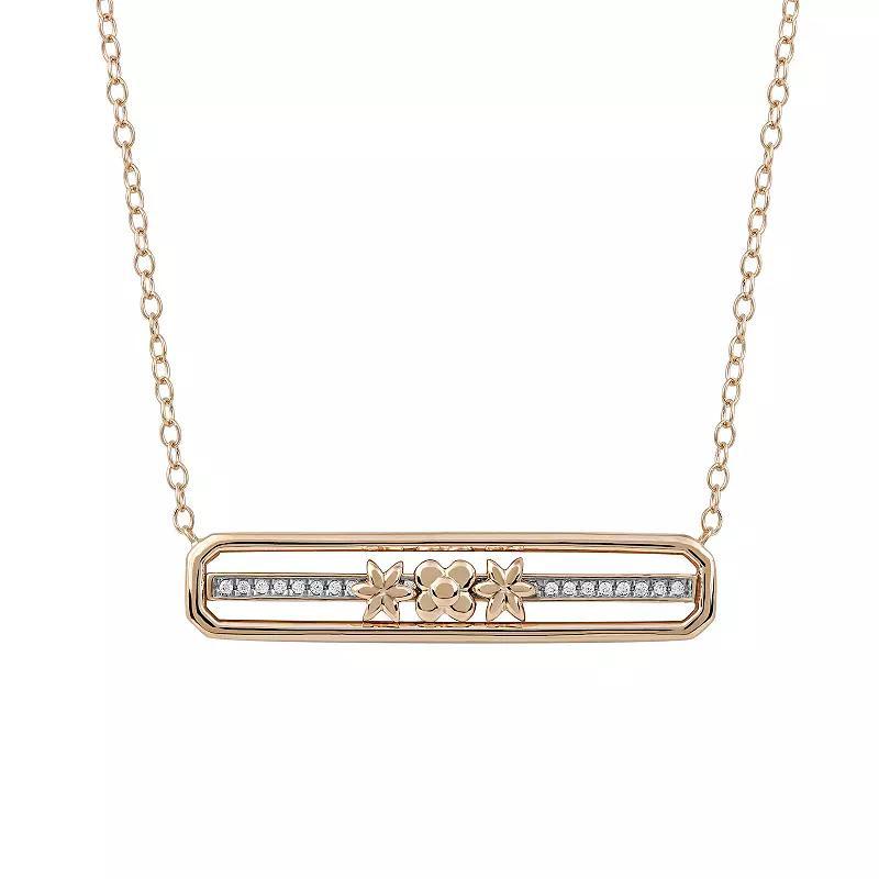 DeCouer 1/10 Carat T.W. Diamond Bar Necklace, Womens Rose Gold Tone Product Image