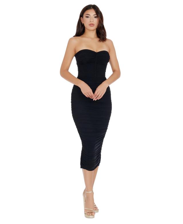 Womens Heather Ruched Midi-Dress Product Image