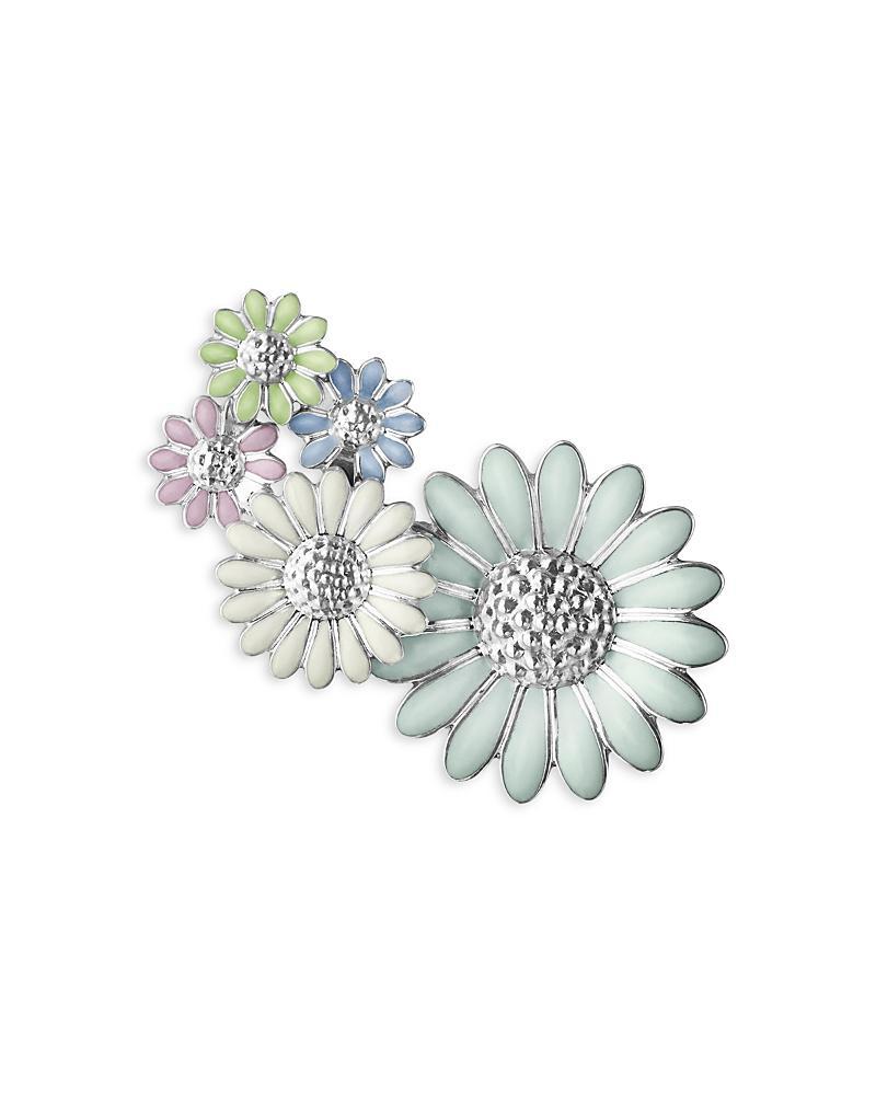 Georg Jensen Sterling Silver Daisy Multicolor Enamel Flower Single Ear Cuff Product Image