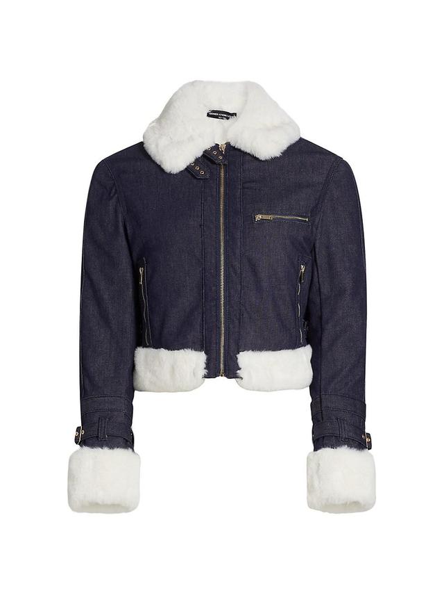 Womens Jude Denim & Faux-Fur Jacket Product Image