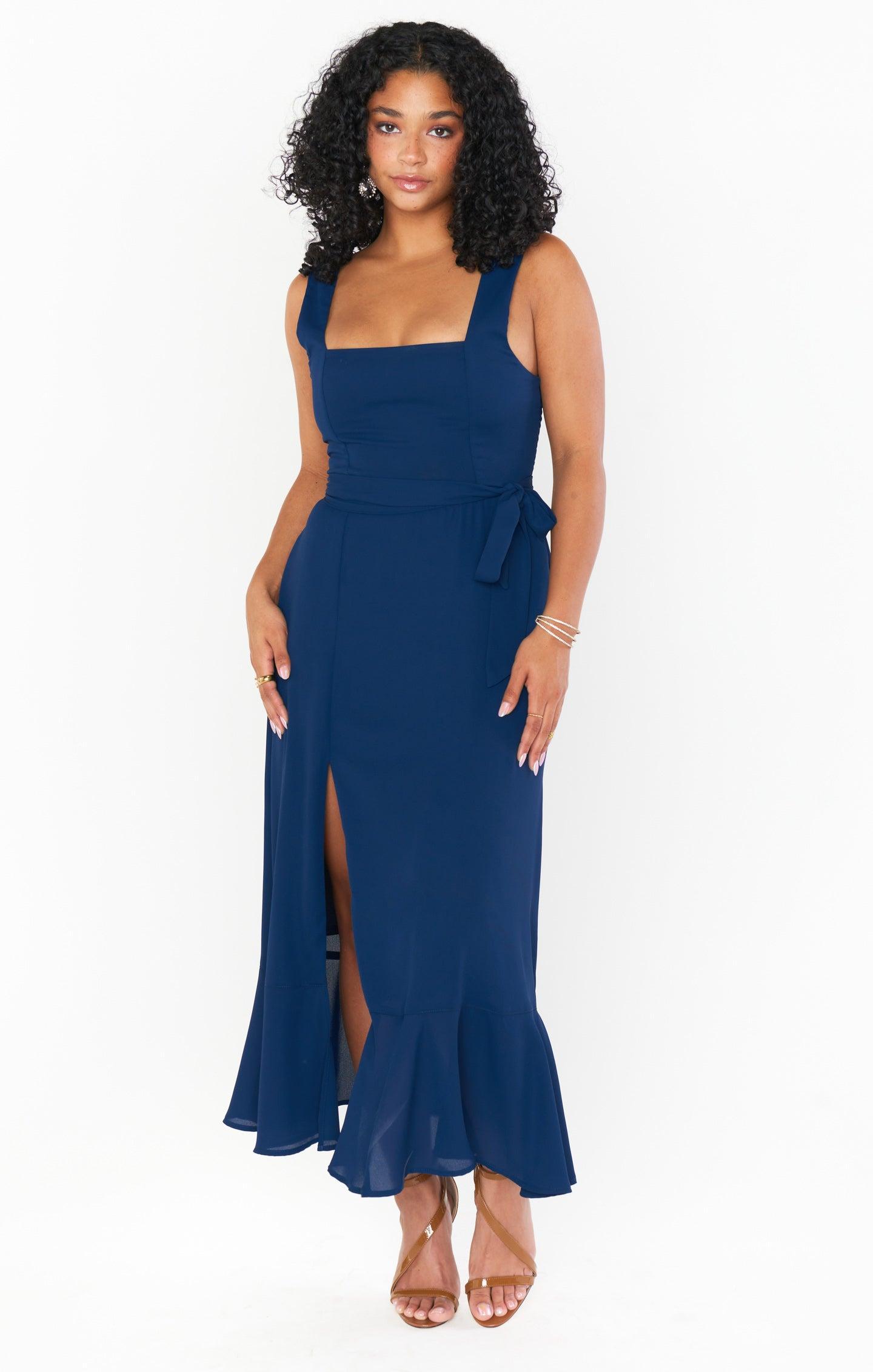 Claire Midi Dress ~ Rich Navy Crisp Product Image