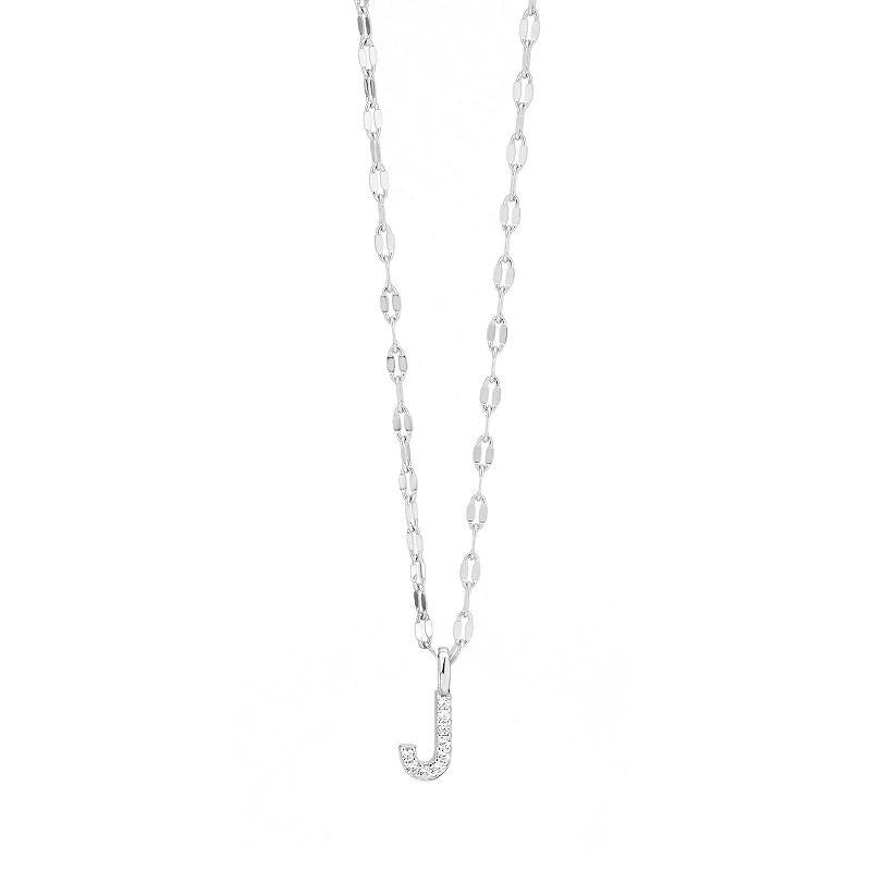 Judy Crowell Sterling Silver Cubic Zirconia Pave Mirror Chain Initial Necklace, Womens Product Image