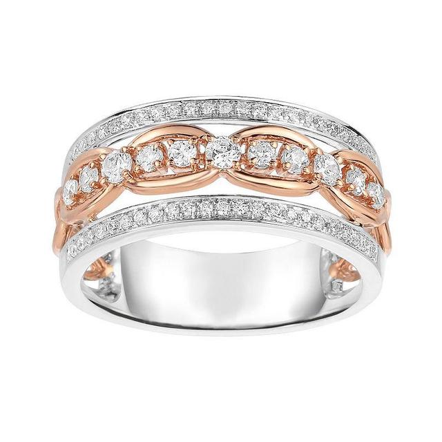 14k Two-Tone Rose & White Gold 3/8 Carat T.W. Diamond Band Ring, Womens 14k Two Tone Product Image