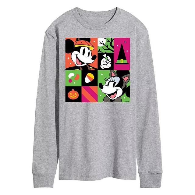 Disney Mens Trick Or Treat Grid Long Sleeve Tee Med Grey Product Image