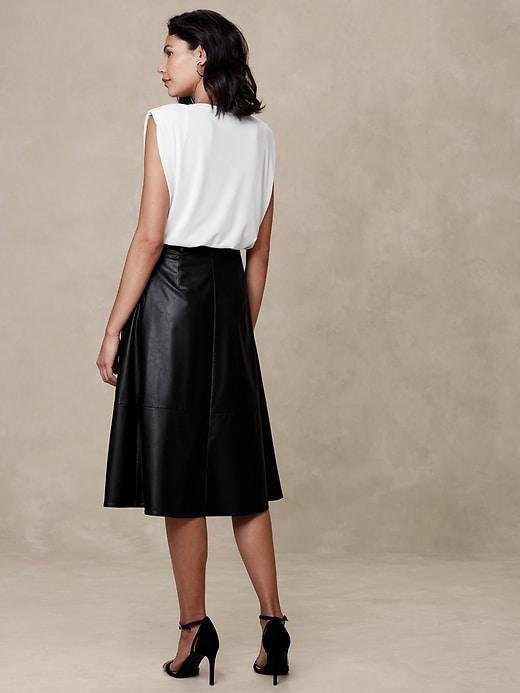 Vegan Leather Midi Skirt Product Image