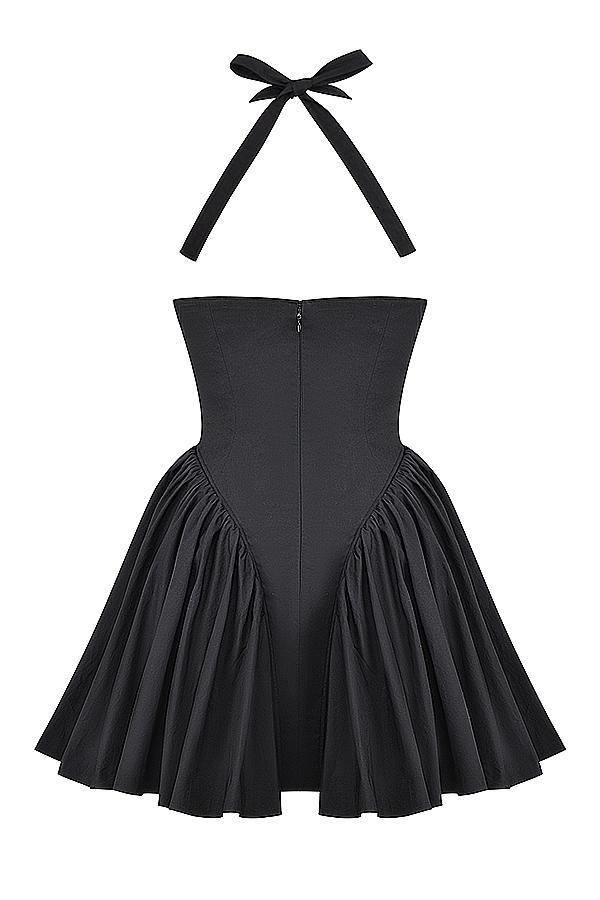 Valentia Black Halter Mini Dress Product Image