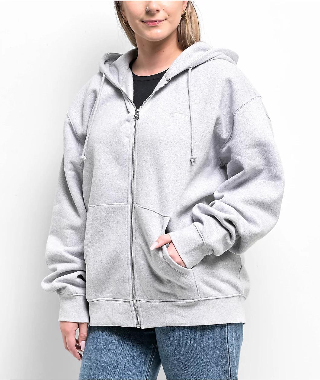 Obey Established Works Grey Zip Hoodie Product Image