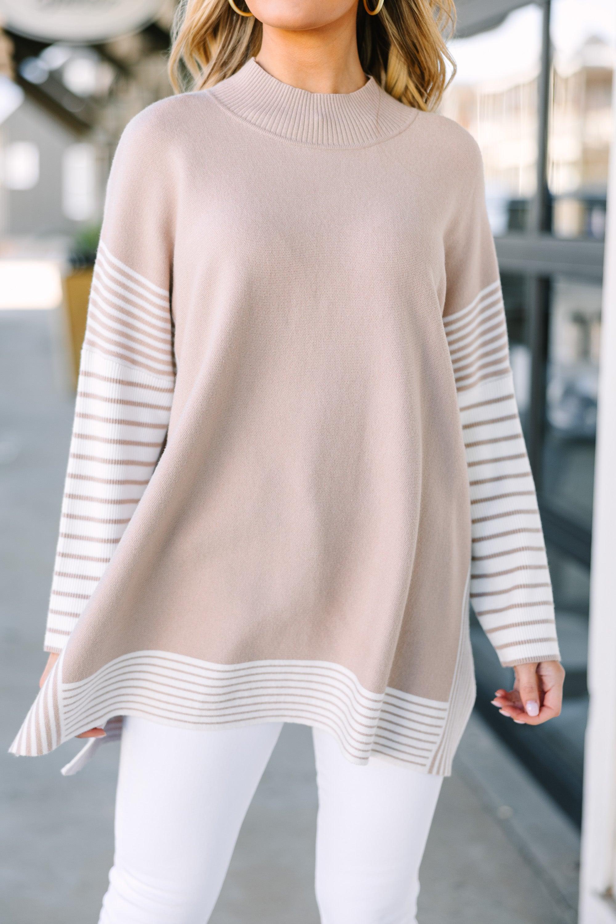 All In Taupe Brown Striped Tunic Female Product Image