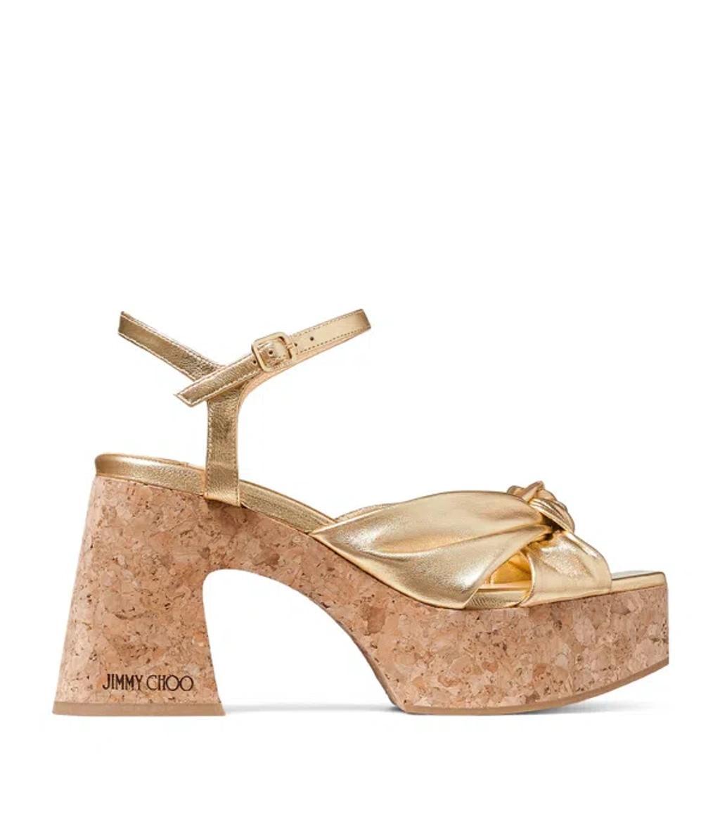 JIMMY CHOO Heloise 95mm Sandals In Gold Product Image