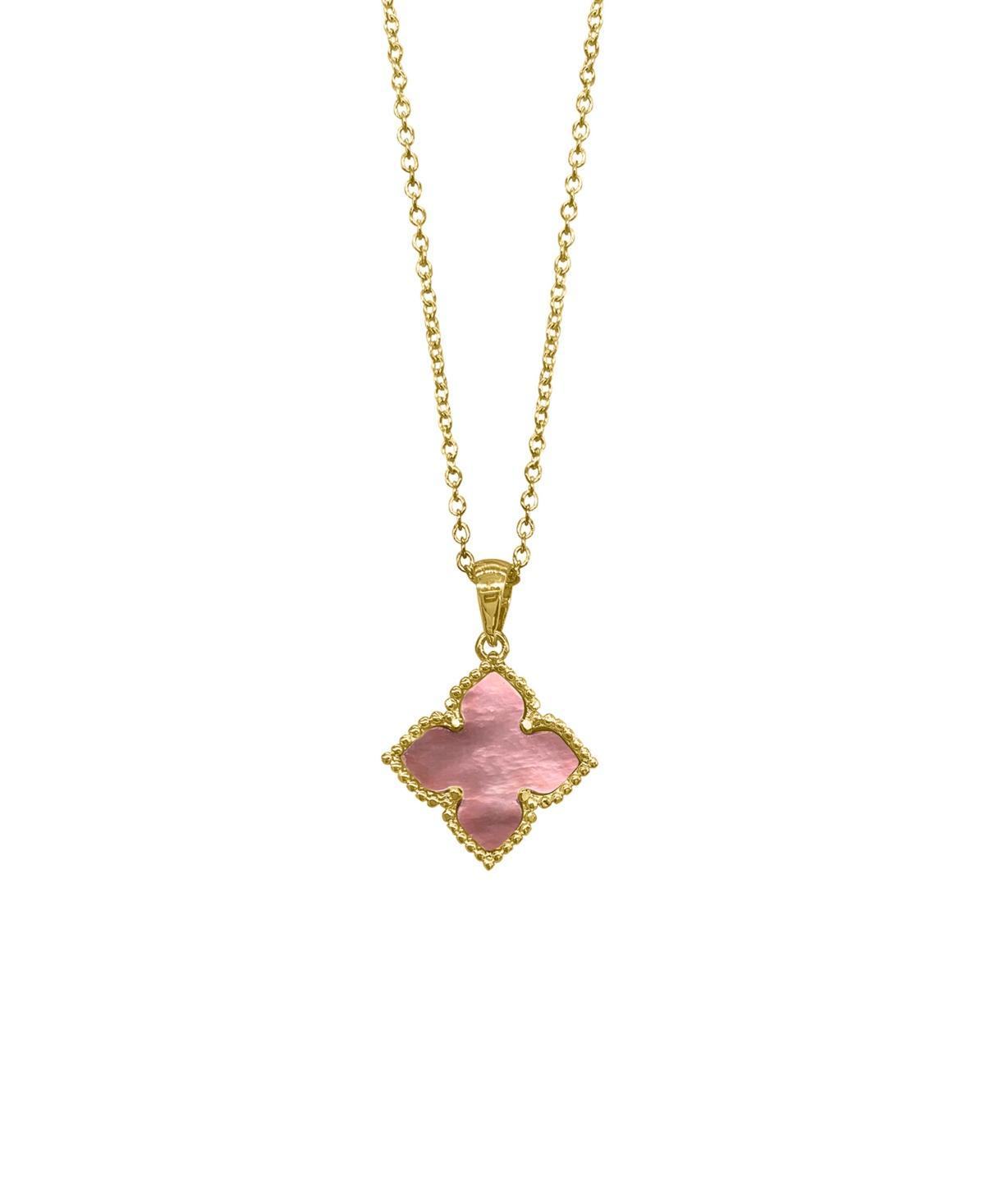 Adornia 14k Gold Plated Pink Mother Of Pearl Flower Pendant Necklace, Womens Product Image