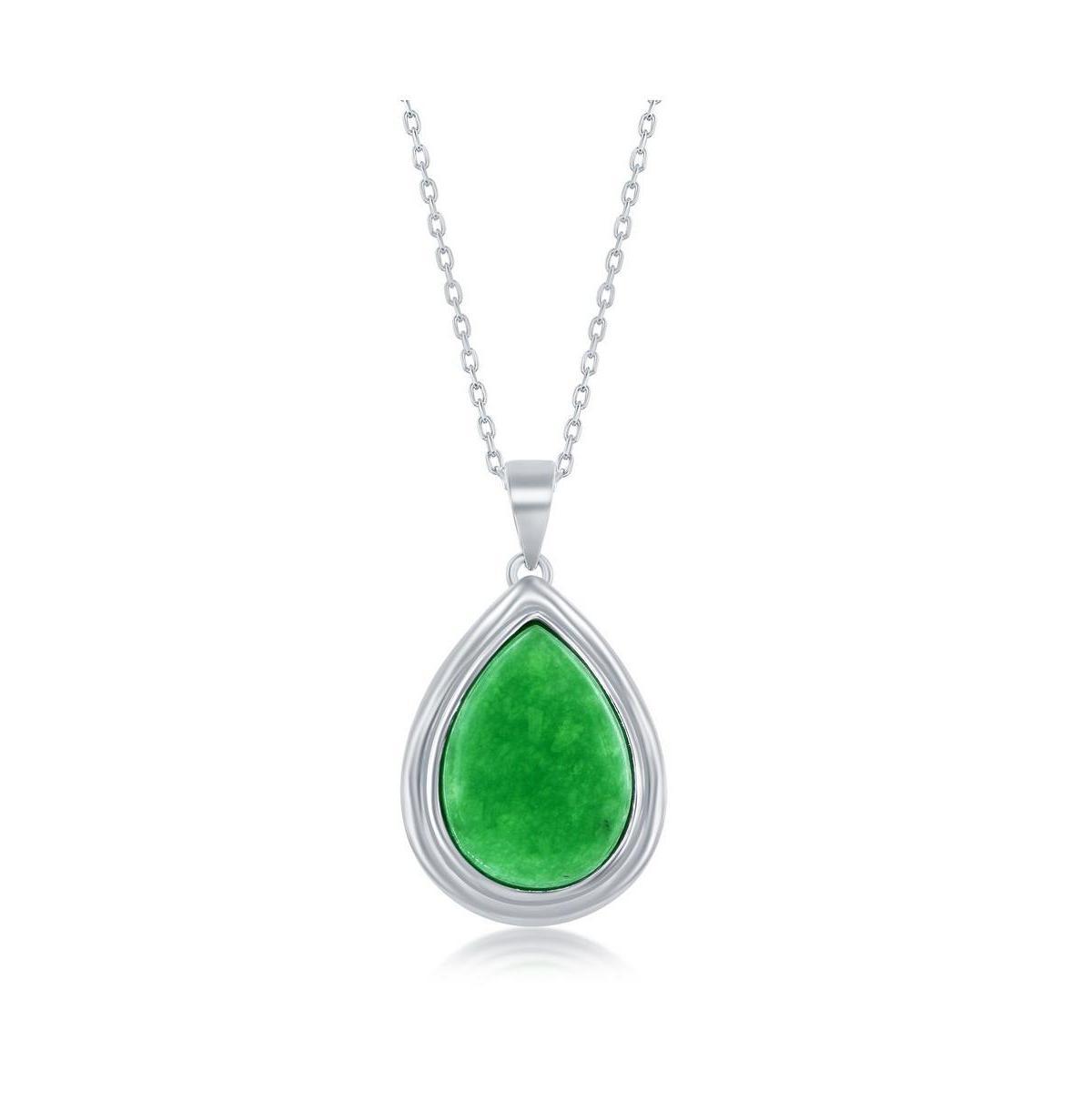 Argento Bella Sterling Silver Green Quartz Pear-Shaped Pendant Necklace, Womens Product Image