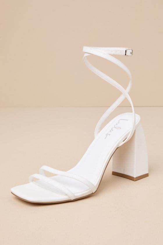 Tinslie White Strappy High Heel Sandals Product Image