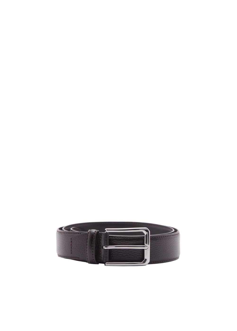 MANGO MAN - 100% tumbled leather belt brownMen Product Image