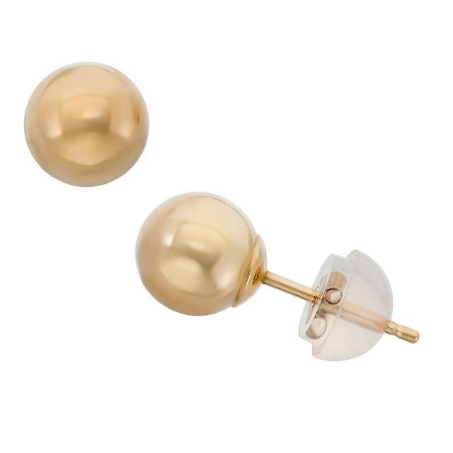 14k Gold Ball Stud Earrings, Womens, Yellow Product Image