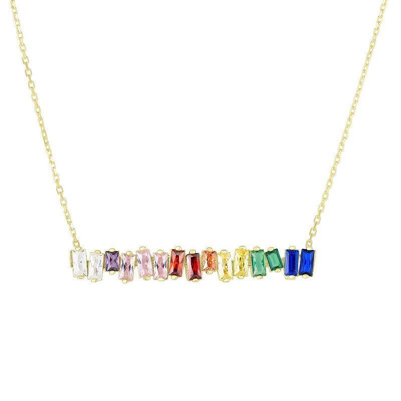 Sunkissed Sterling Cubic Zirconia Pendant Necklace, Womens Gold Tone Rainbow Product Image