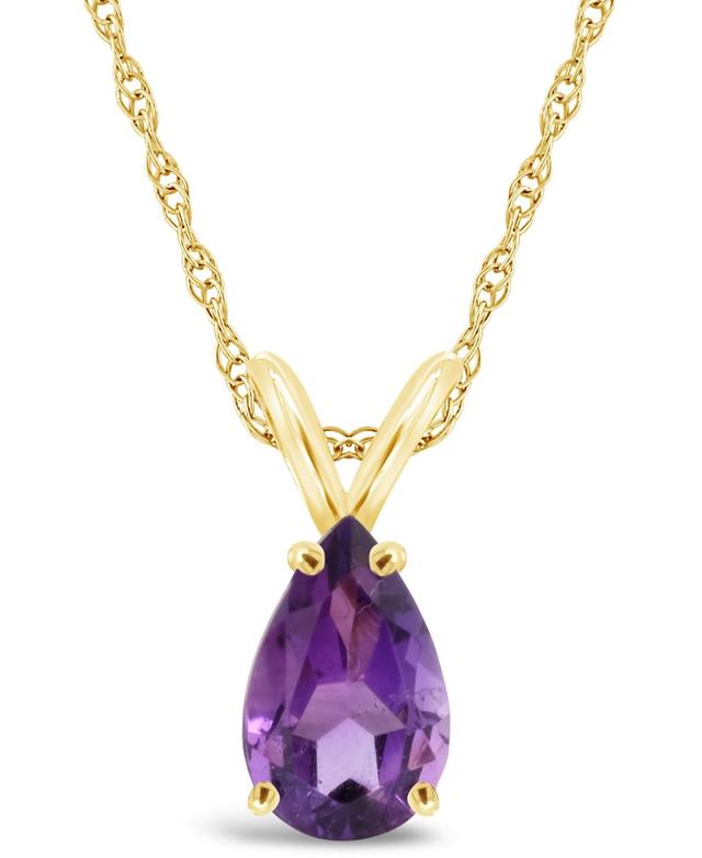 Celebration Gems 14k Gold Gemstone Teardrop Pendant Necklace, Womens Purple Product Image