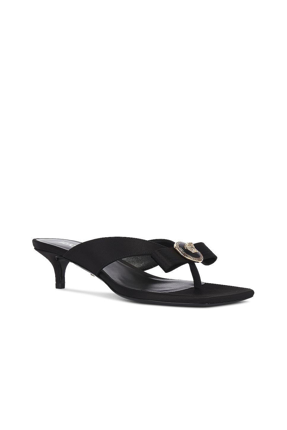 VERSACE Fabric Sandals in Black - Black. Size 36.5 (also in ). Product Image