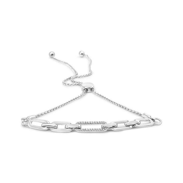 Haus of Brilliance Sterling Silver 1/10 Carat T.W. Diamond Link Adjustable Bracelet, Womens Product Image