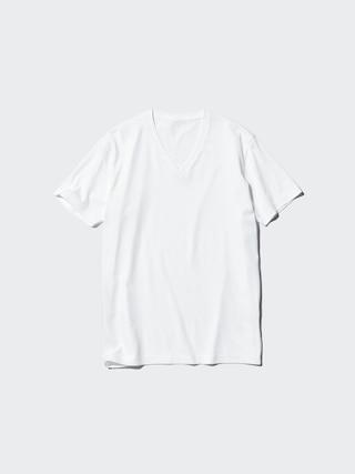 Mens Dry V-Neck Short-Sleeve Color T-Shirt with Quick-Drying White 2XL UNIQLO US Product Image