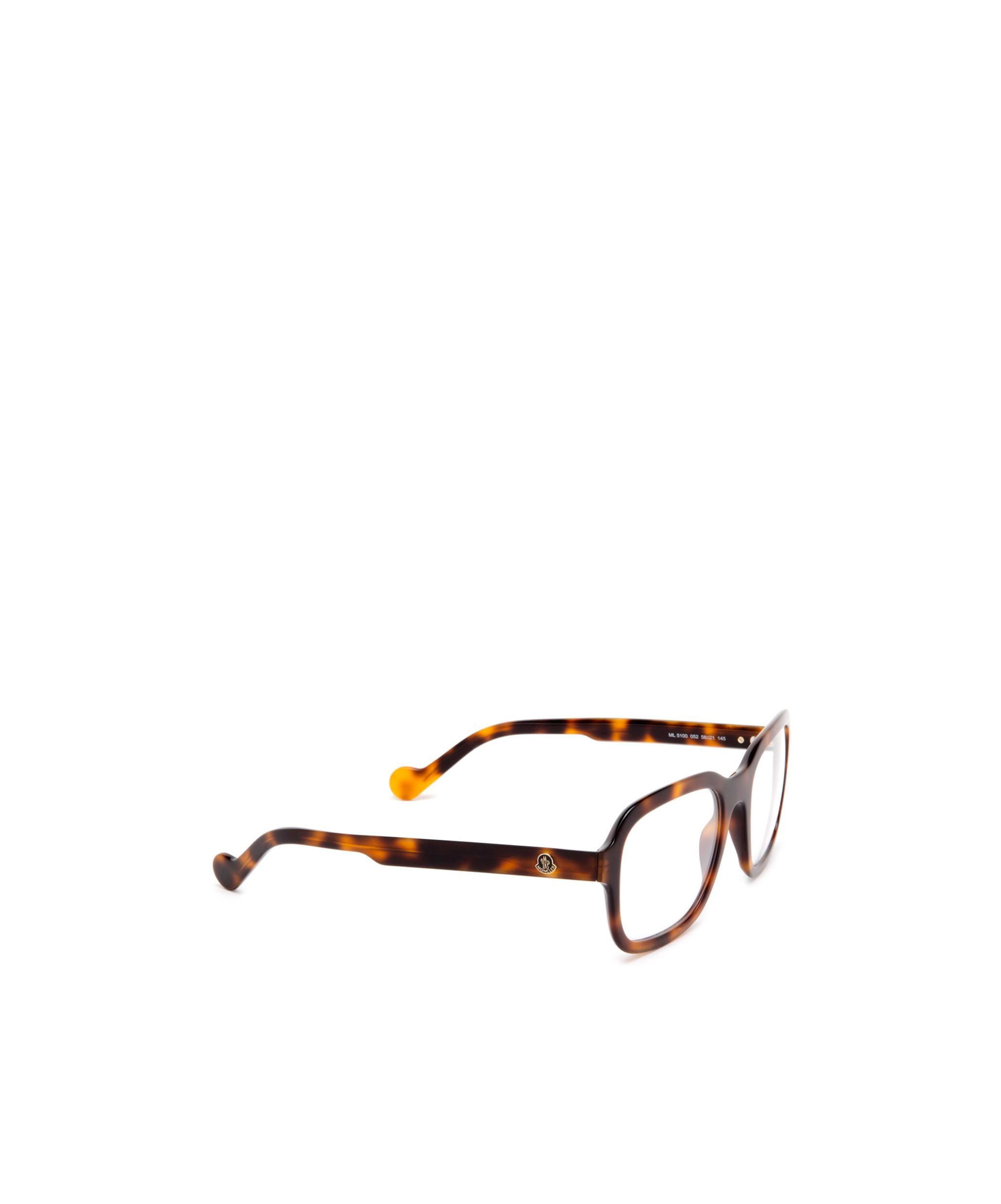 MONCLER Tortoiseshell-effect Rectangular-frame Glasses In Black Product Image